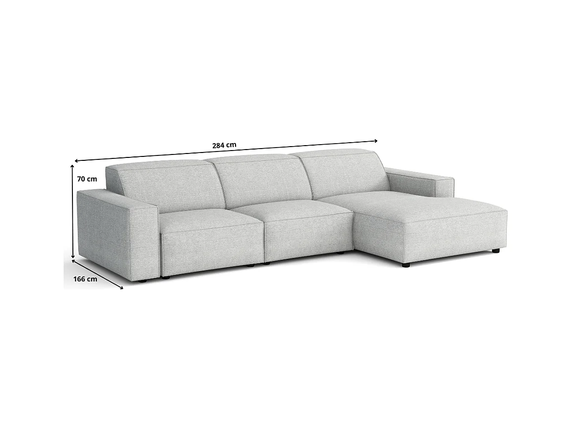 Canapé d’angle modulaire Cursal A gauche – 284 x 166 cm, gris Raven 7, design moderne