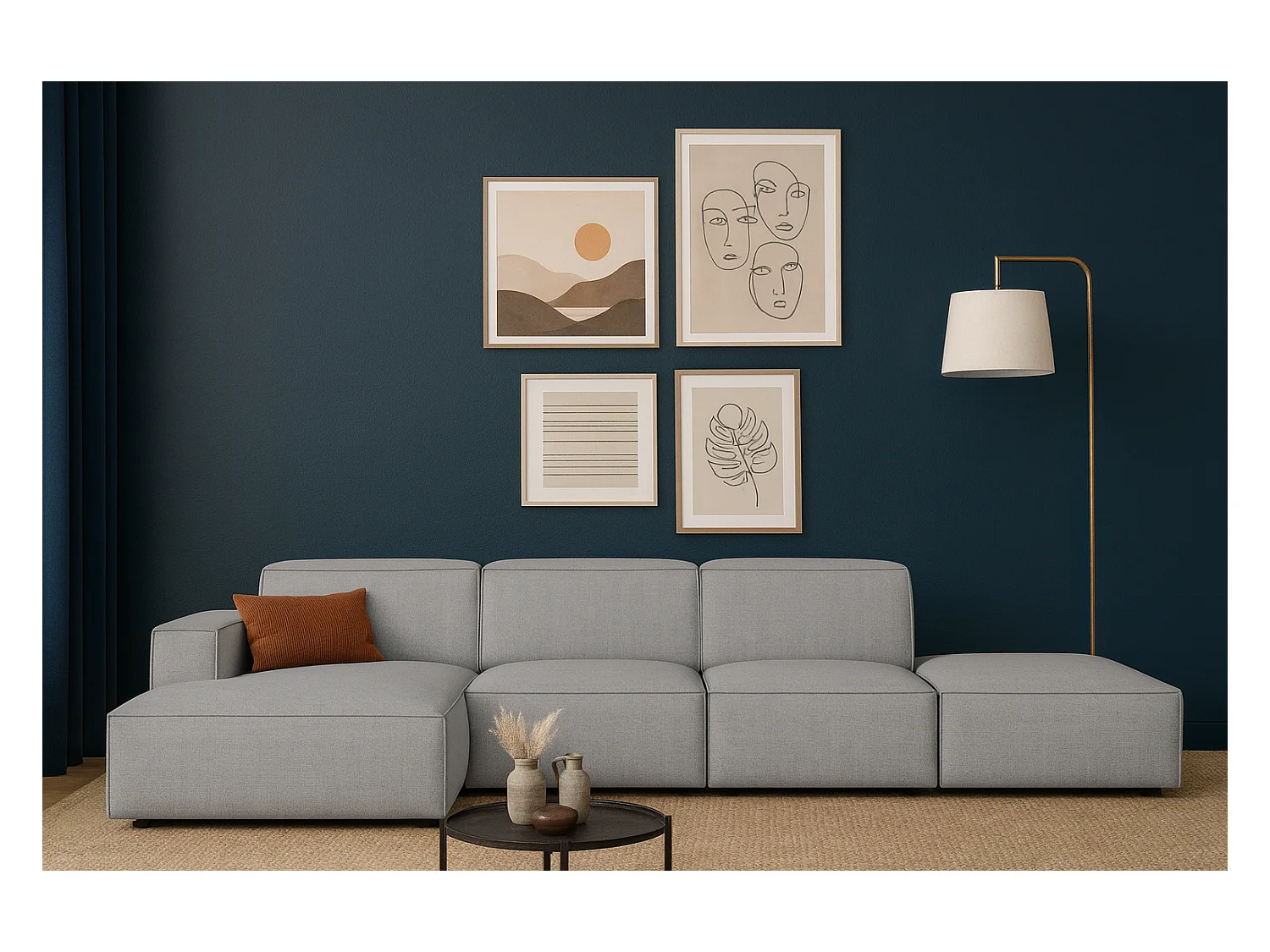 Canapé d’angle modulaire Cursal C gauche – 341 x 166 x 70 cm, gris Raven 7, design moderne