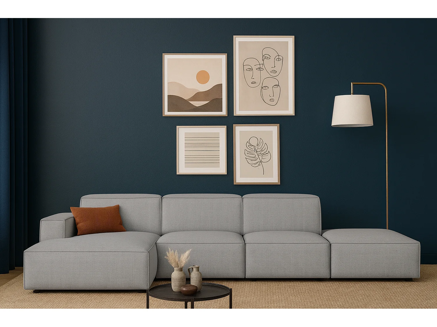 Canapé d’angle modulaire Cursal C gauche – 341 x 166 x 70 cm, gris Raven 7, design moderne