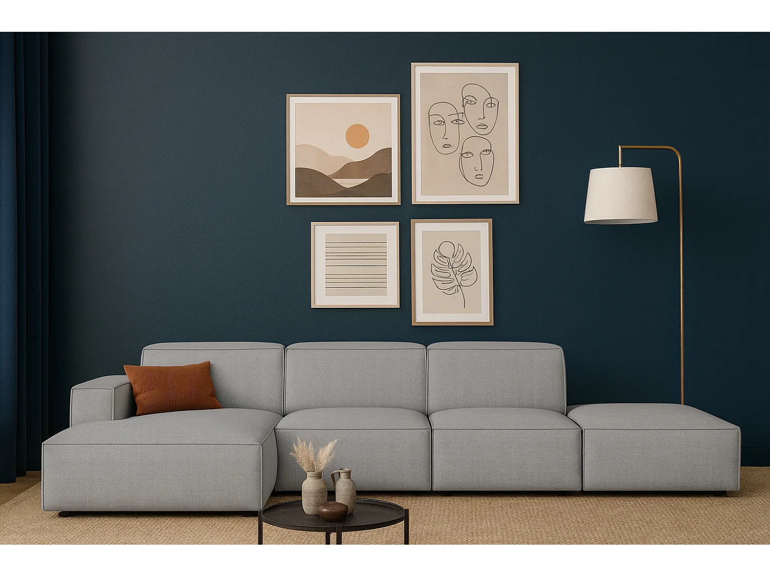 Canapé d’angle modulaire Cursal C gauche – 341 x 166 x 70 cm, gris Raven 7, design moderne