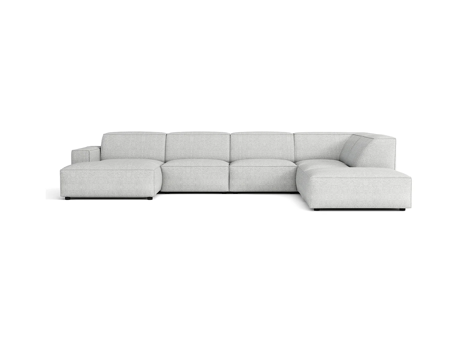 Canapé d’angle modulaire Cursal D droit – 364 x 262 x 70 cm, gris clair Raven 6, design moderne