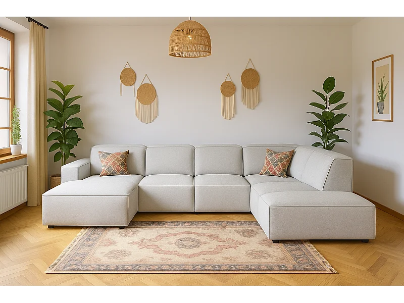 Modulaire hoekbank Cursal D rechts – 364 x 262 x 70 cm, lichtgrijs  Raven 6, modern design