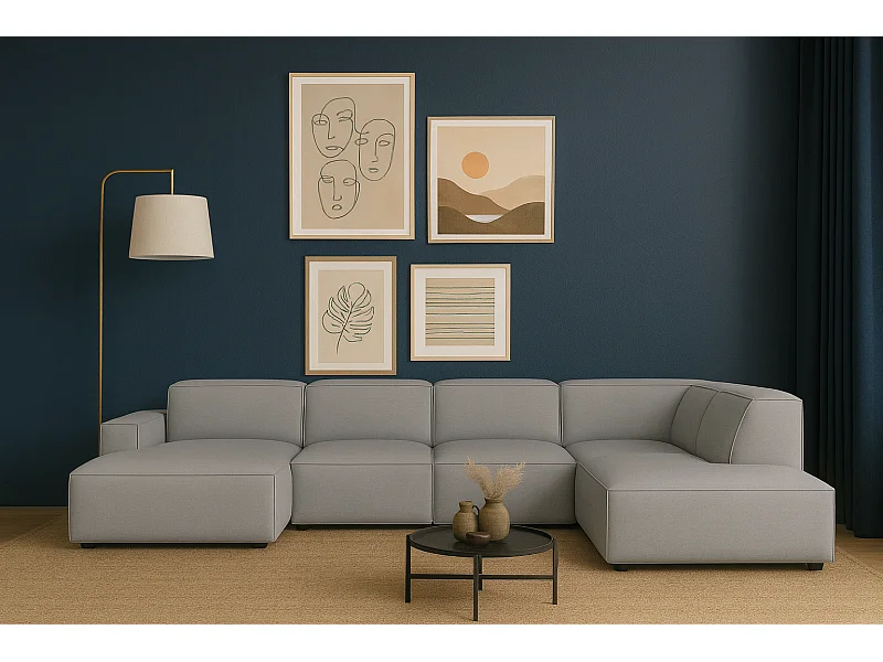 Modulaire hoekbank Cursal D rechts – 364 x 262 x 70 cm, grijs  Raven 7, modern design