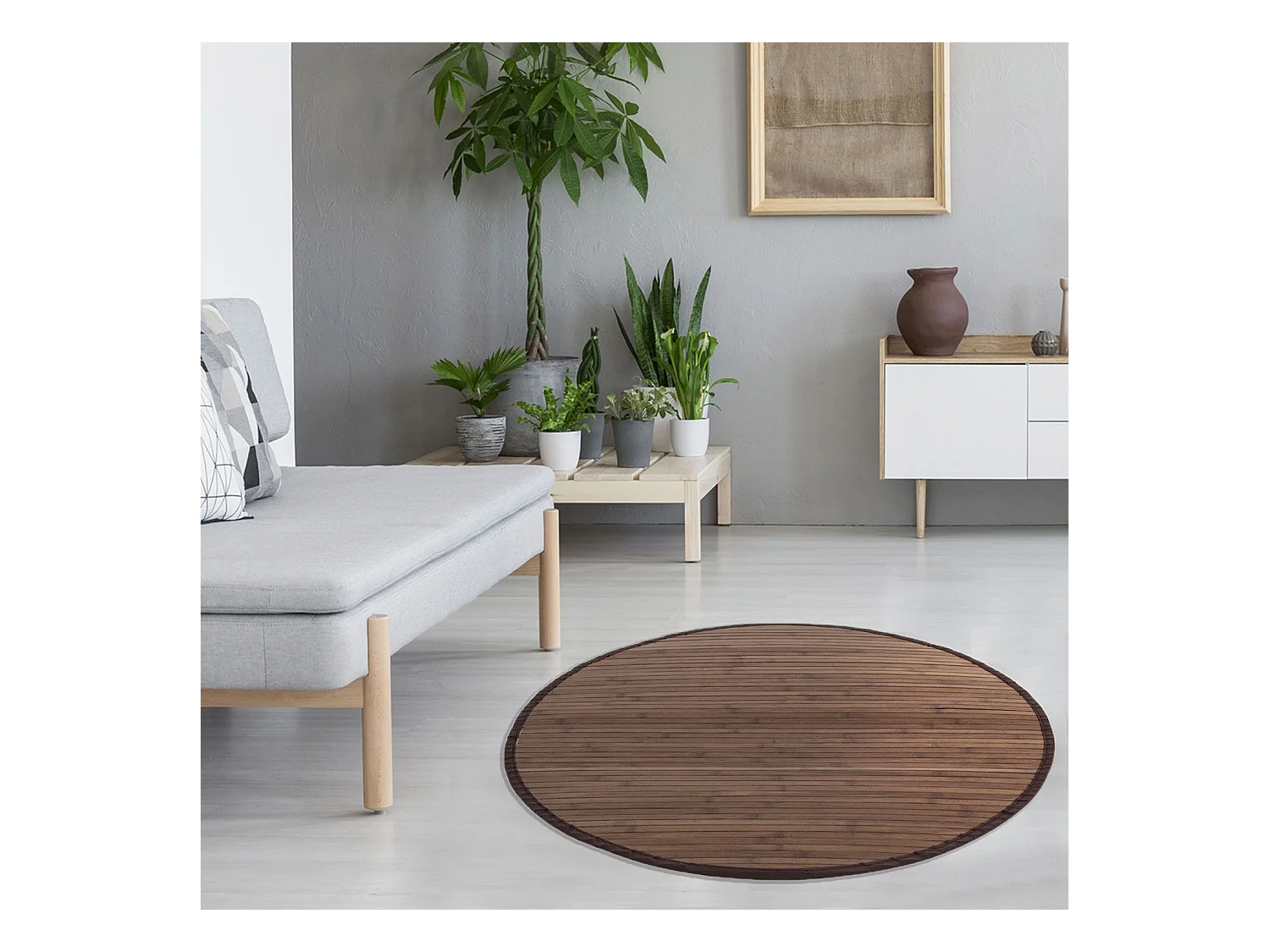 Tapis 200 cm brun foncé Bambou