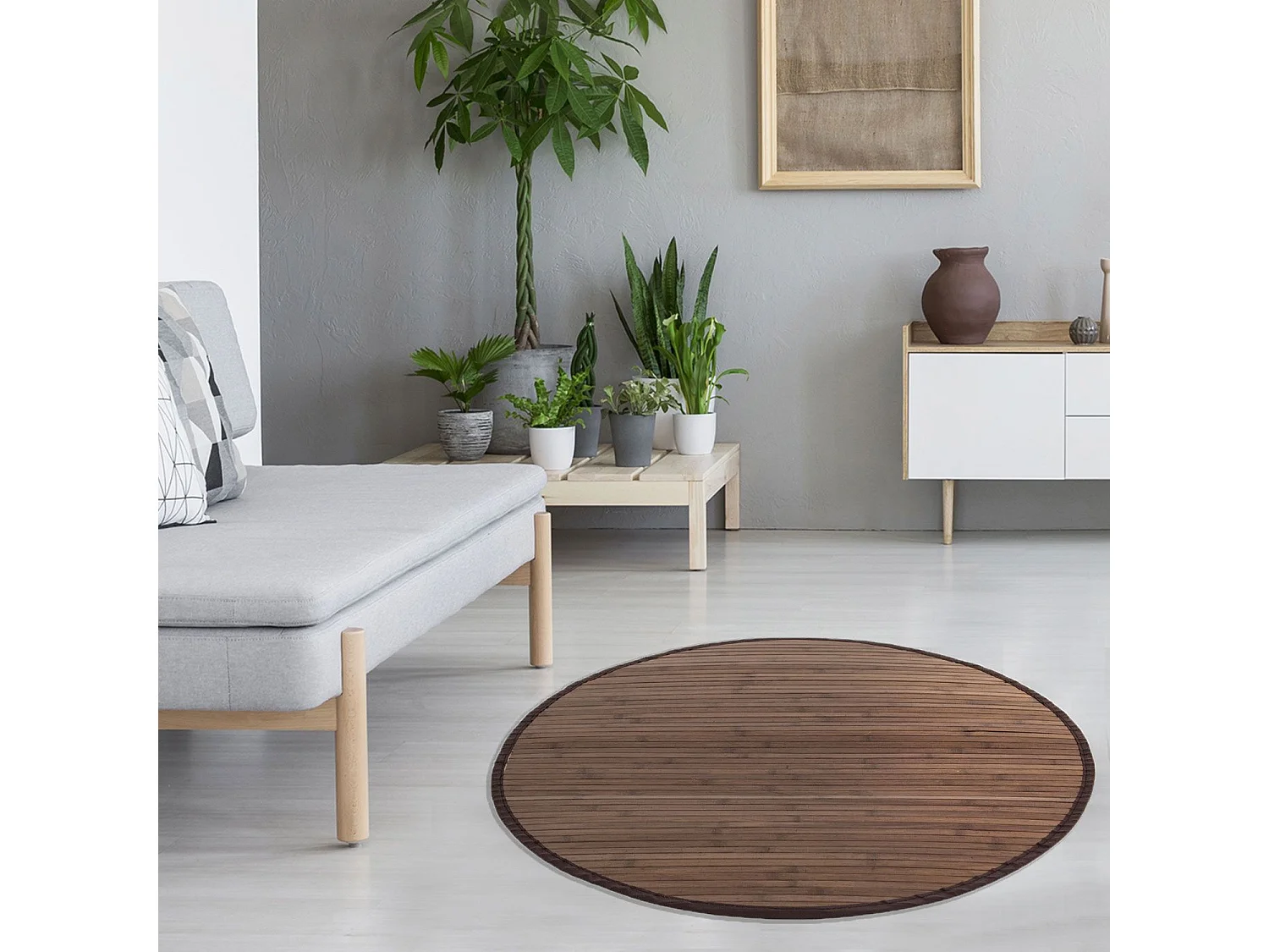 Tapis 200 cm brun foncé Bambou