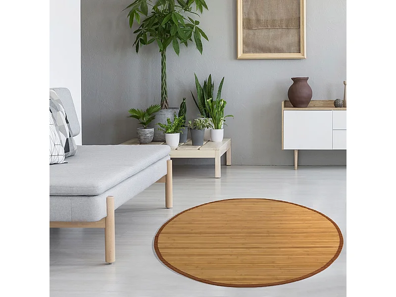 Tapete 120 cm Castanho Tapete de bambu