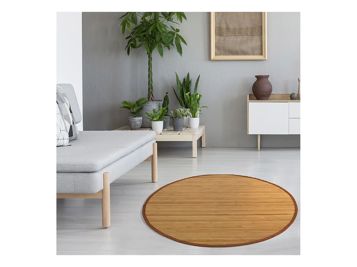 Tapis 120 cm Marron Tapis en bambou