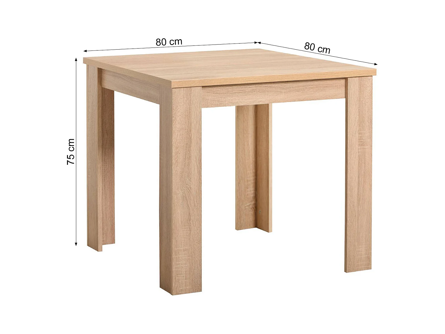 Table à manger 80x80x75 cm chêne Sonoma naturel Table de salle à manger avec 2 chaises en velours gris