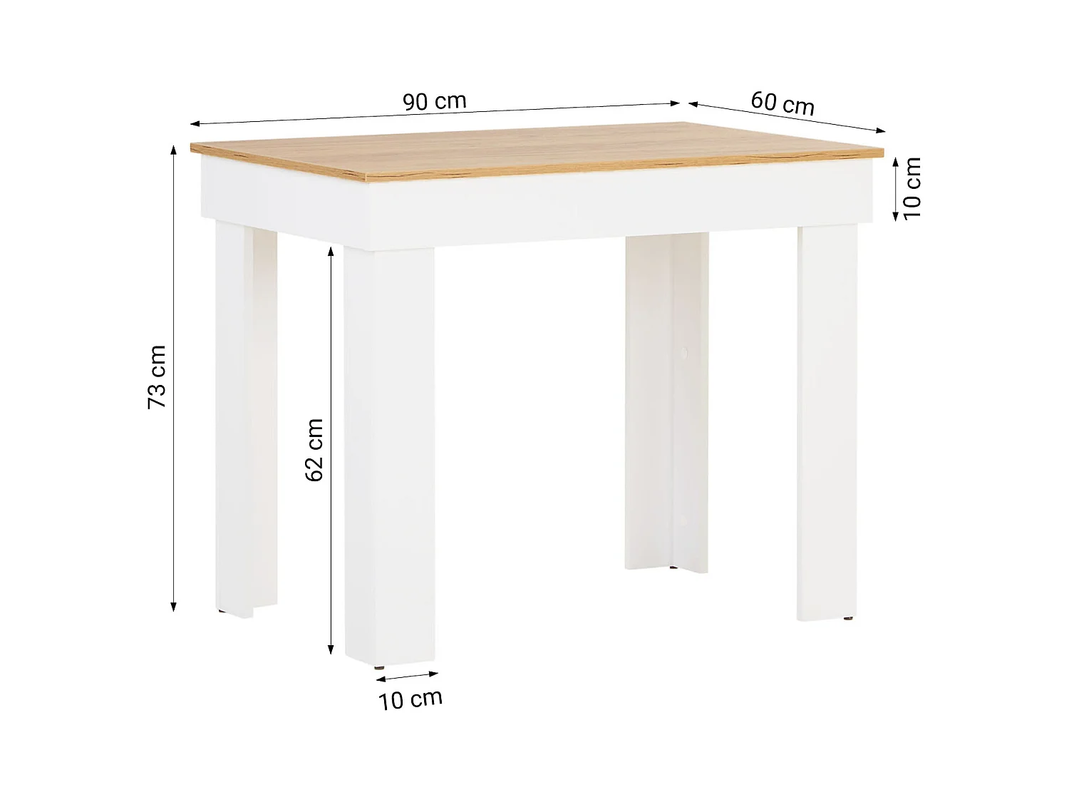 Tavolo da pranzo 90x73x60 cm, rovere bianco, velluto crema
