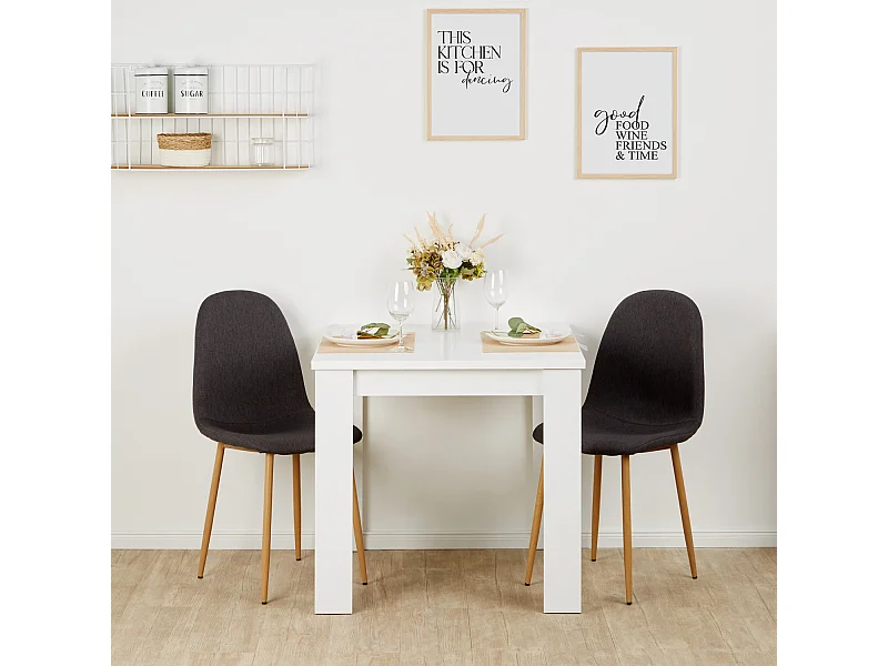 Esstisch 80x80x75 cm weiß anthrazit