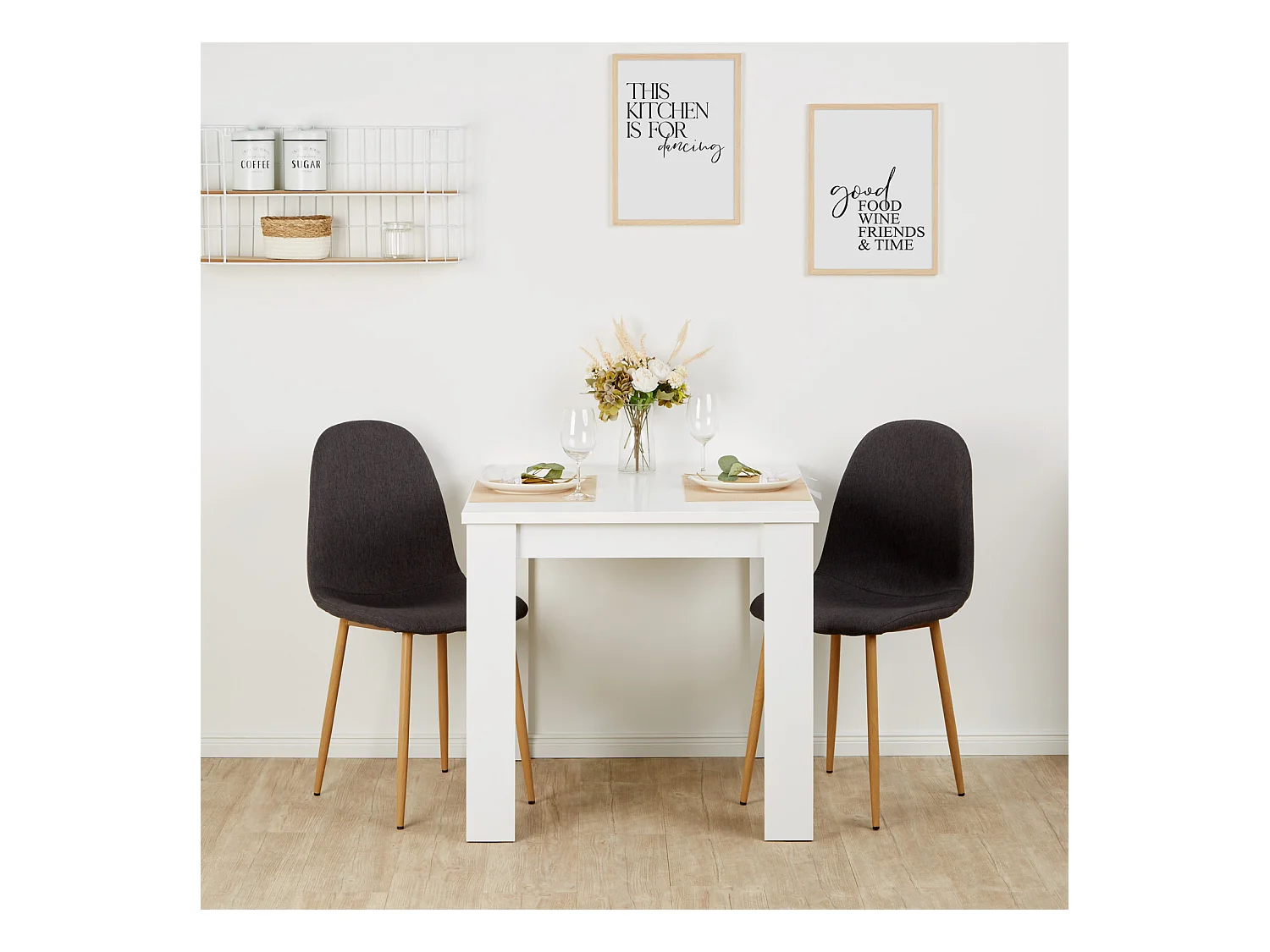 Table de salle à manger 80x80x75 cm blanc anthracite