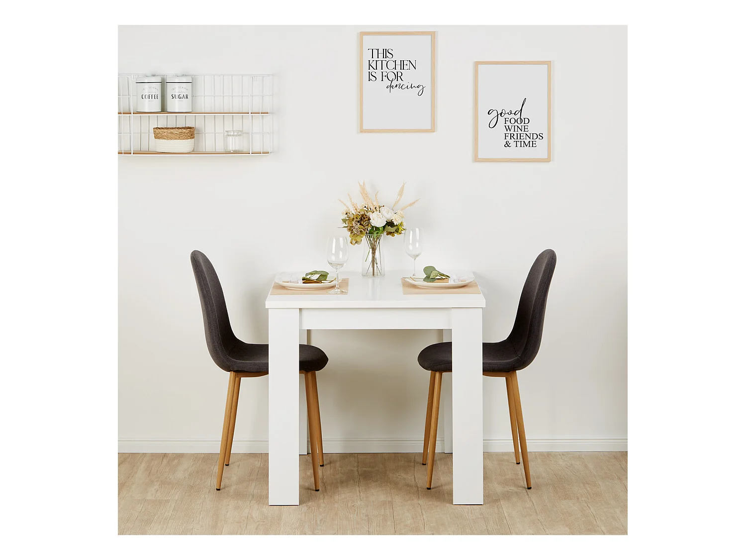 Table de salle à manger 80x80x75 cm blanc anthracite