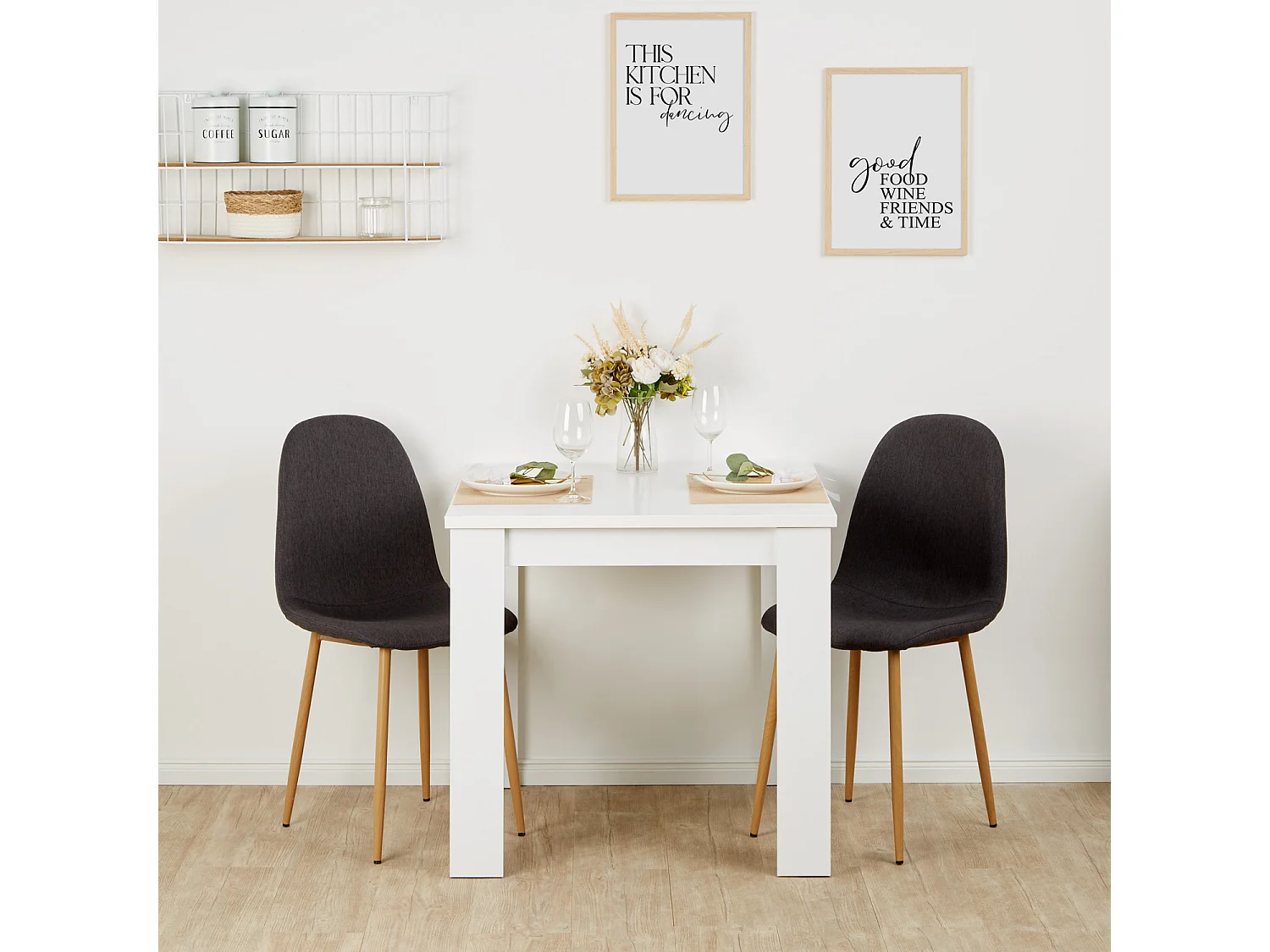 Eettafel 80x80x75 cm wit antraciet