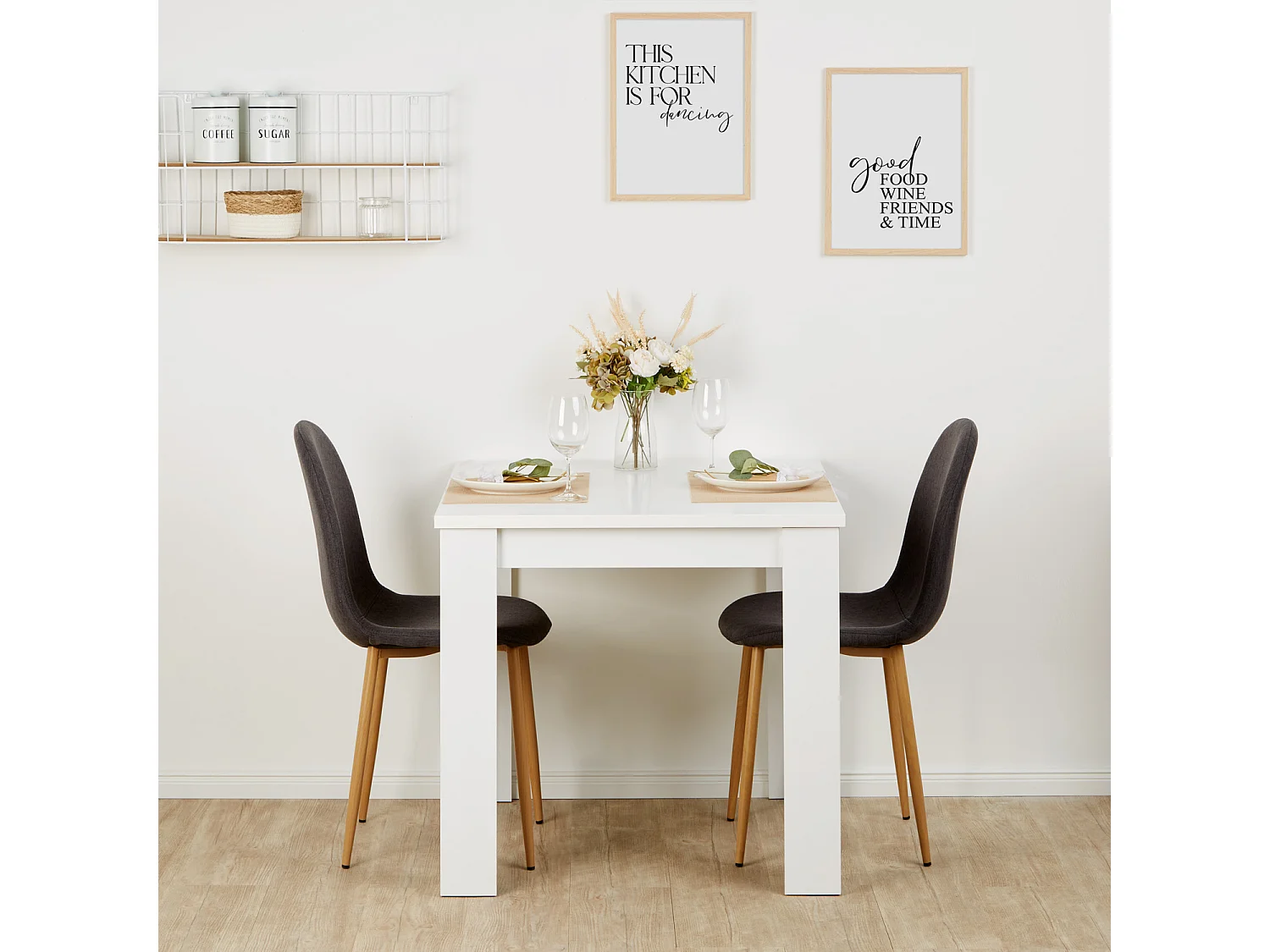 Eettafel 80x80x75 cm wit antraciet