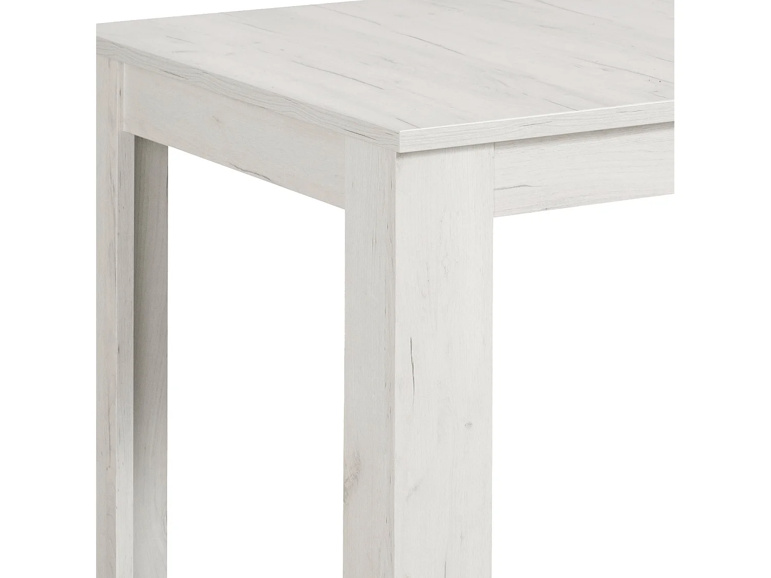 Table à manger 160x90x76 cm blanche avec 4 chaises grises