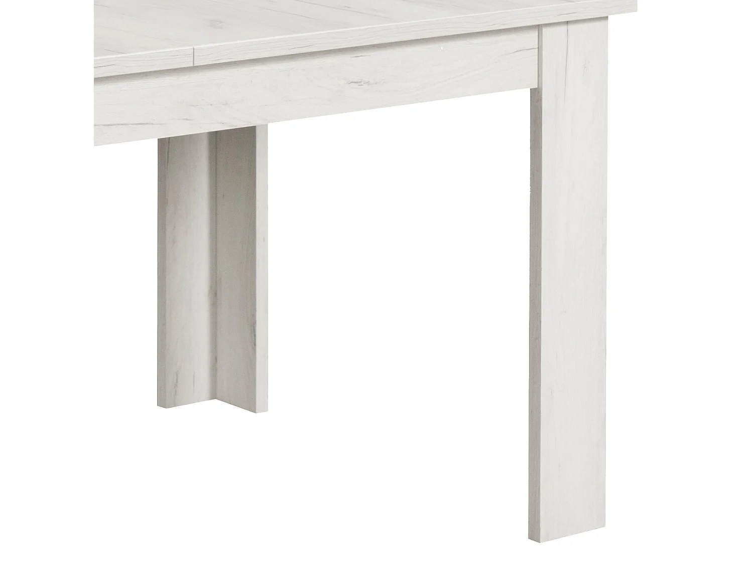 Table à manger 160x90x76 cm blanche avec 4 chaises grises