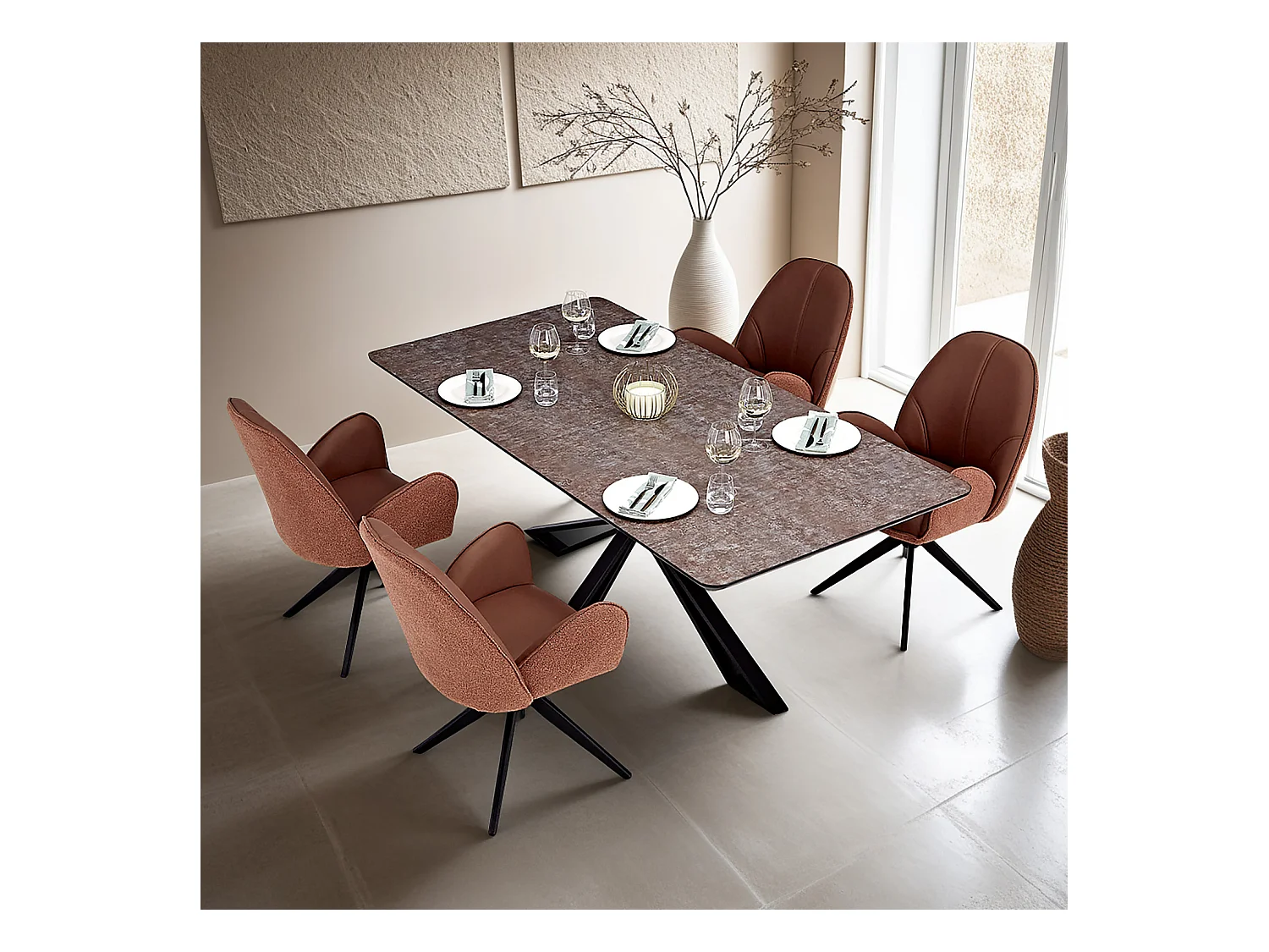 Table à Manger 200x100 cm Marron Noir