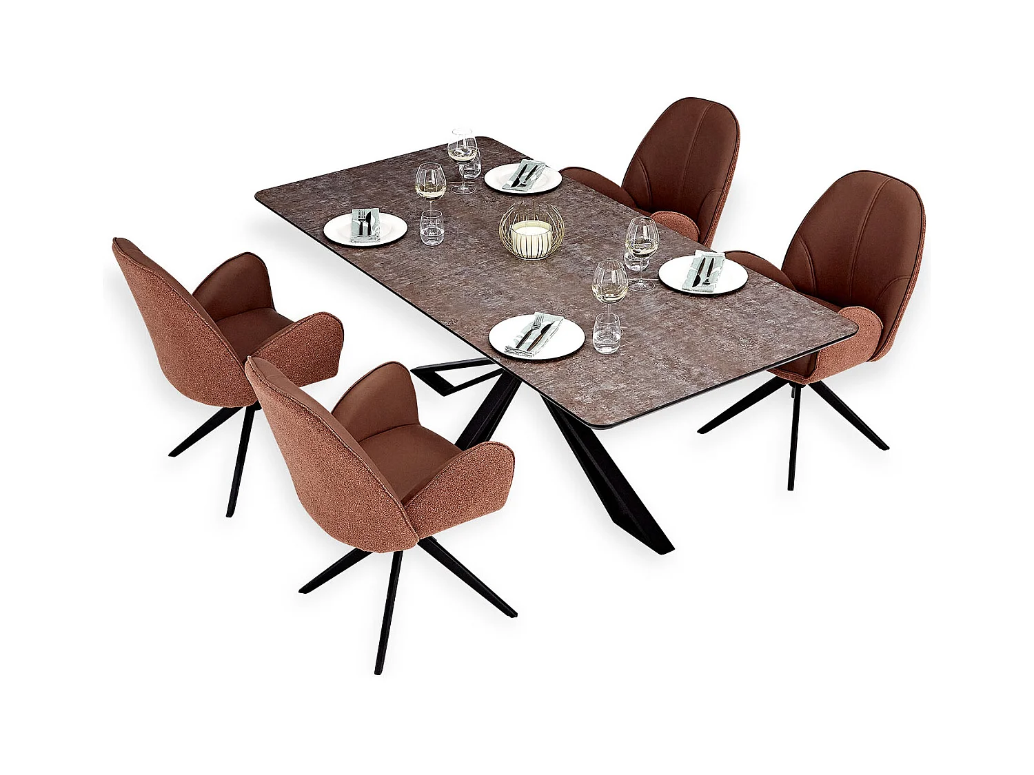 Table à Manger 200x100 cm Marron Noir