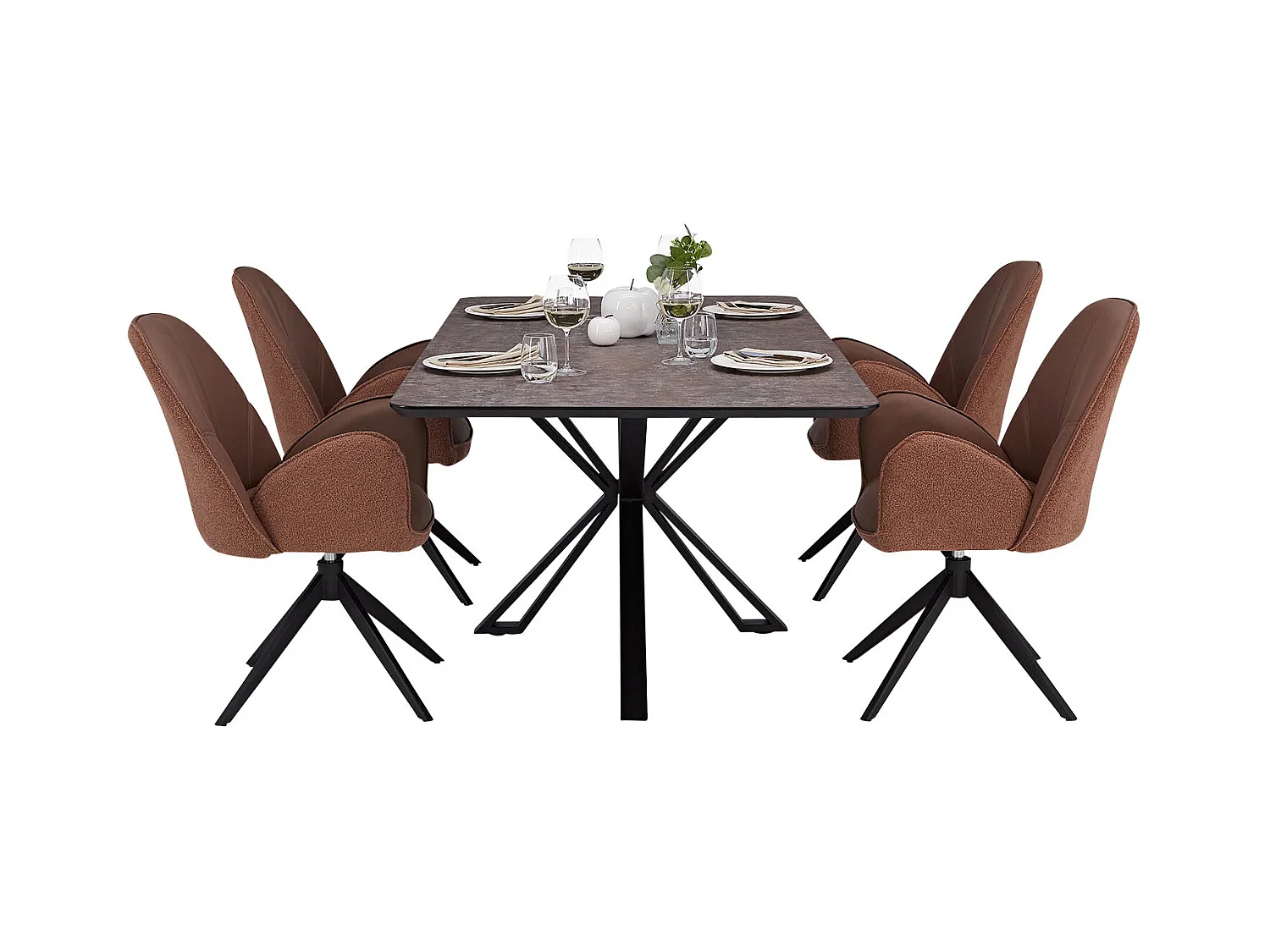 Table à Manger 200x100 cm Marron Noir