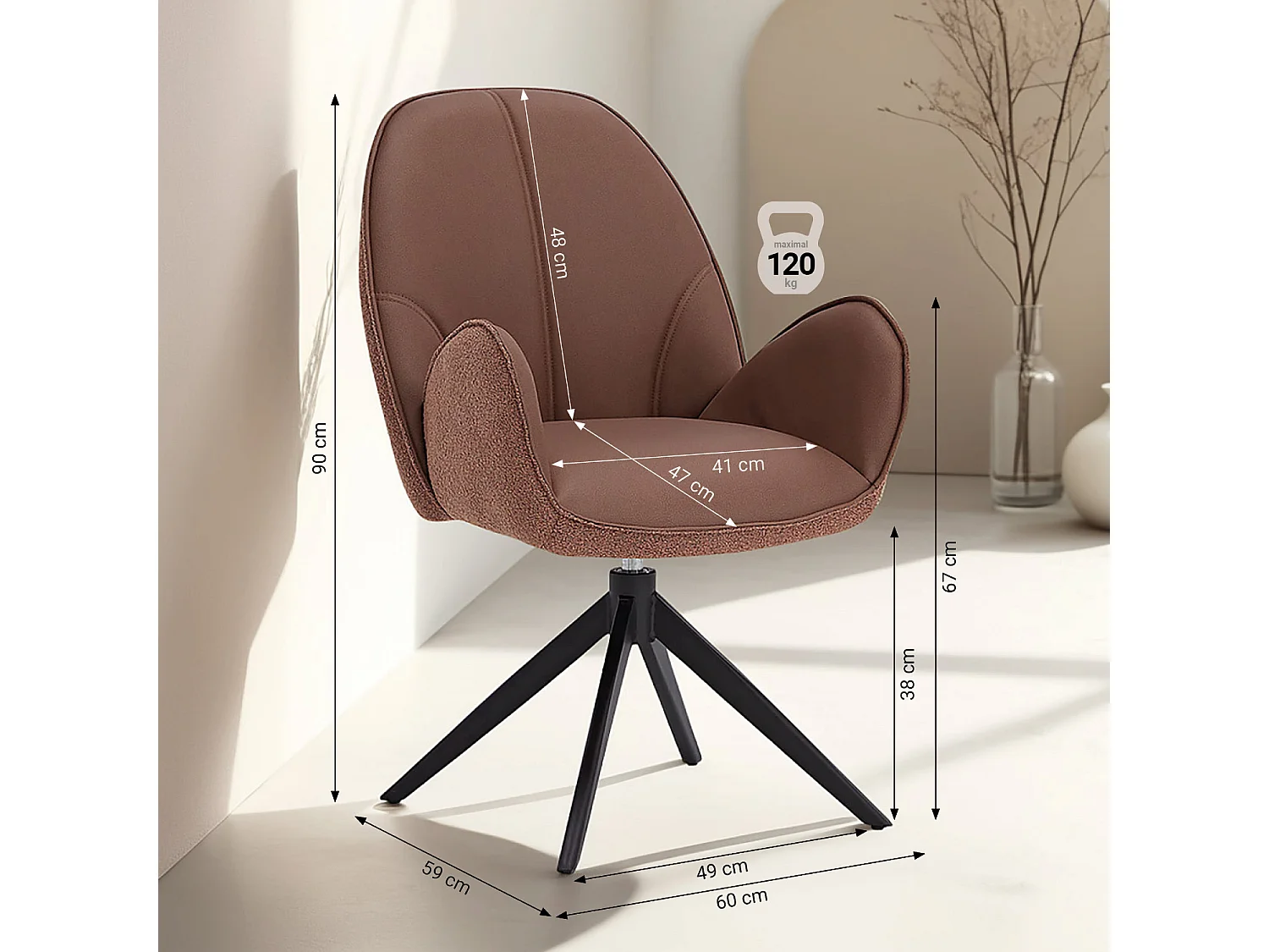 Esstisch 200x100 cm Braun Schwarz