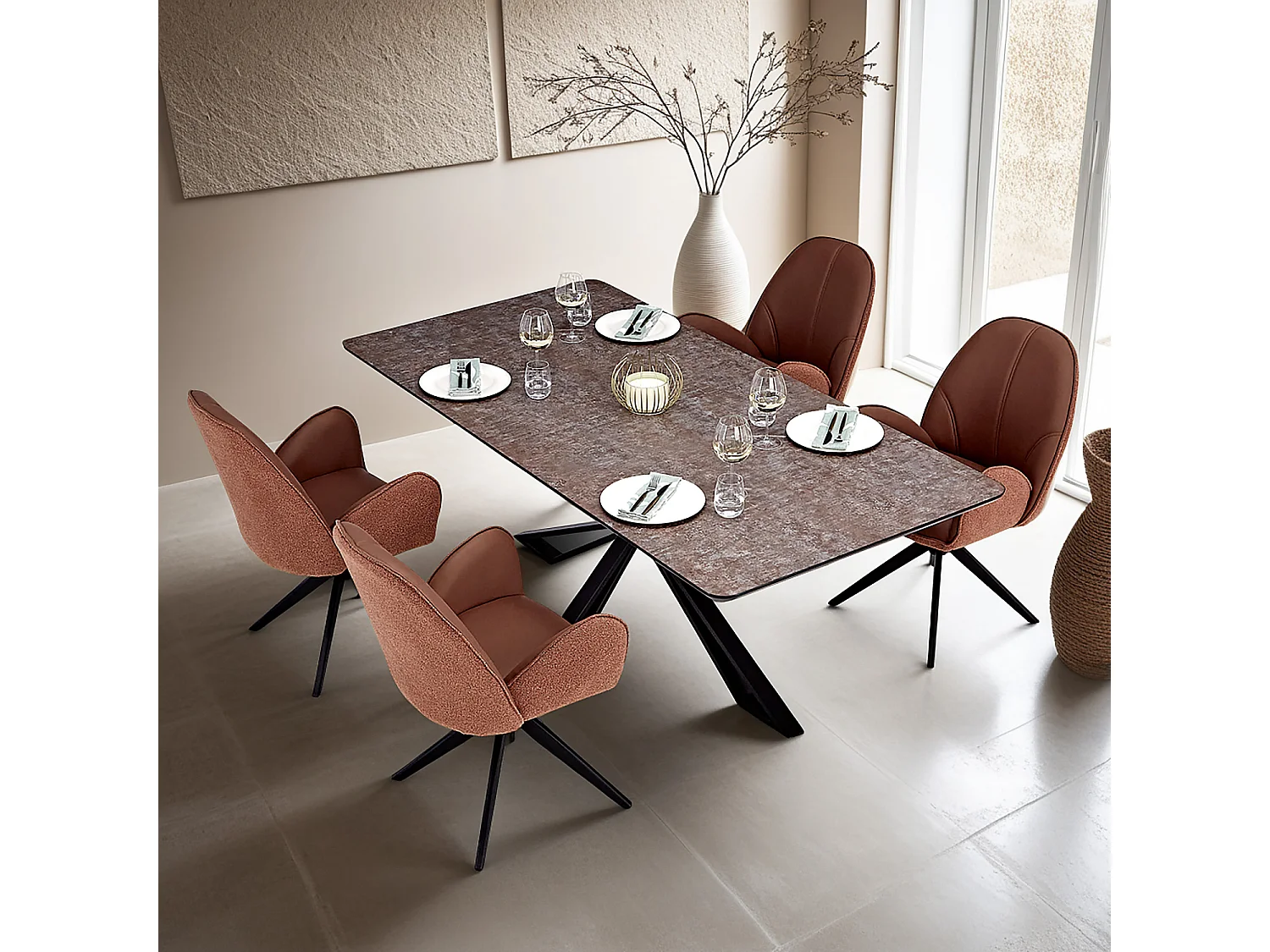 Esstisch 200x100 cm Braun Schwarz