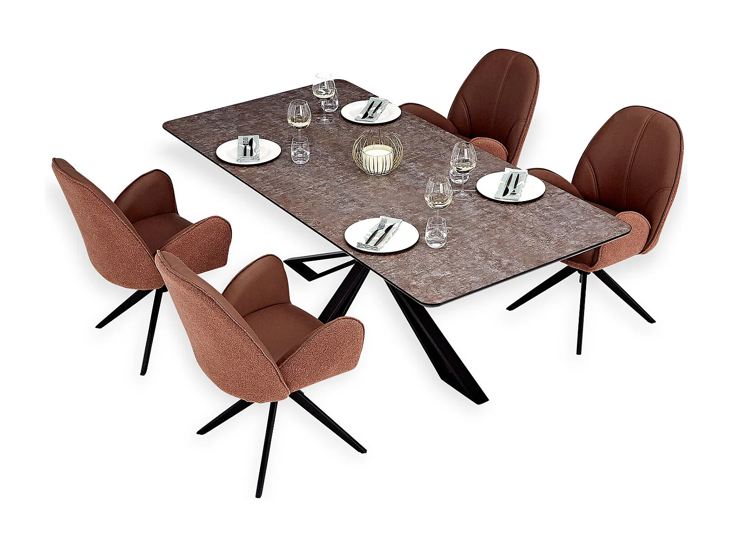 Esstisch 200x100 cm Braun Schwarz