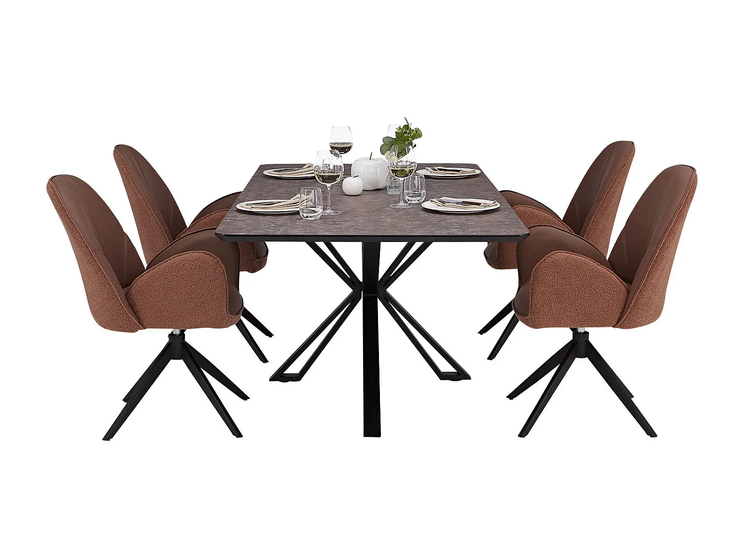 Esstisch 200x100 cm Braun Schwarz