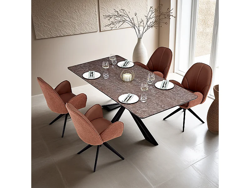 Table à Manger 200x100 cm Marron Noir