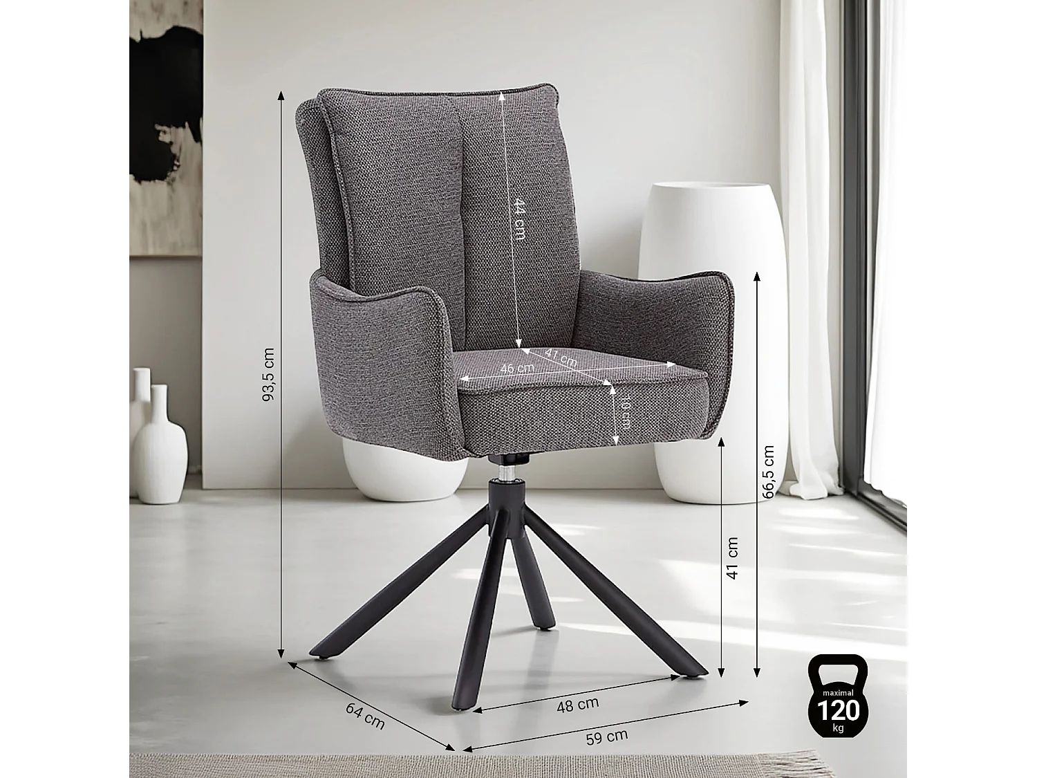 Zestaw stołowy 200x100 cm Brązowy Industrialny styl z 4 szarymi krzesłami tapicerowanymi