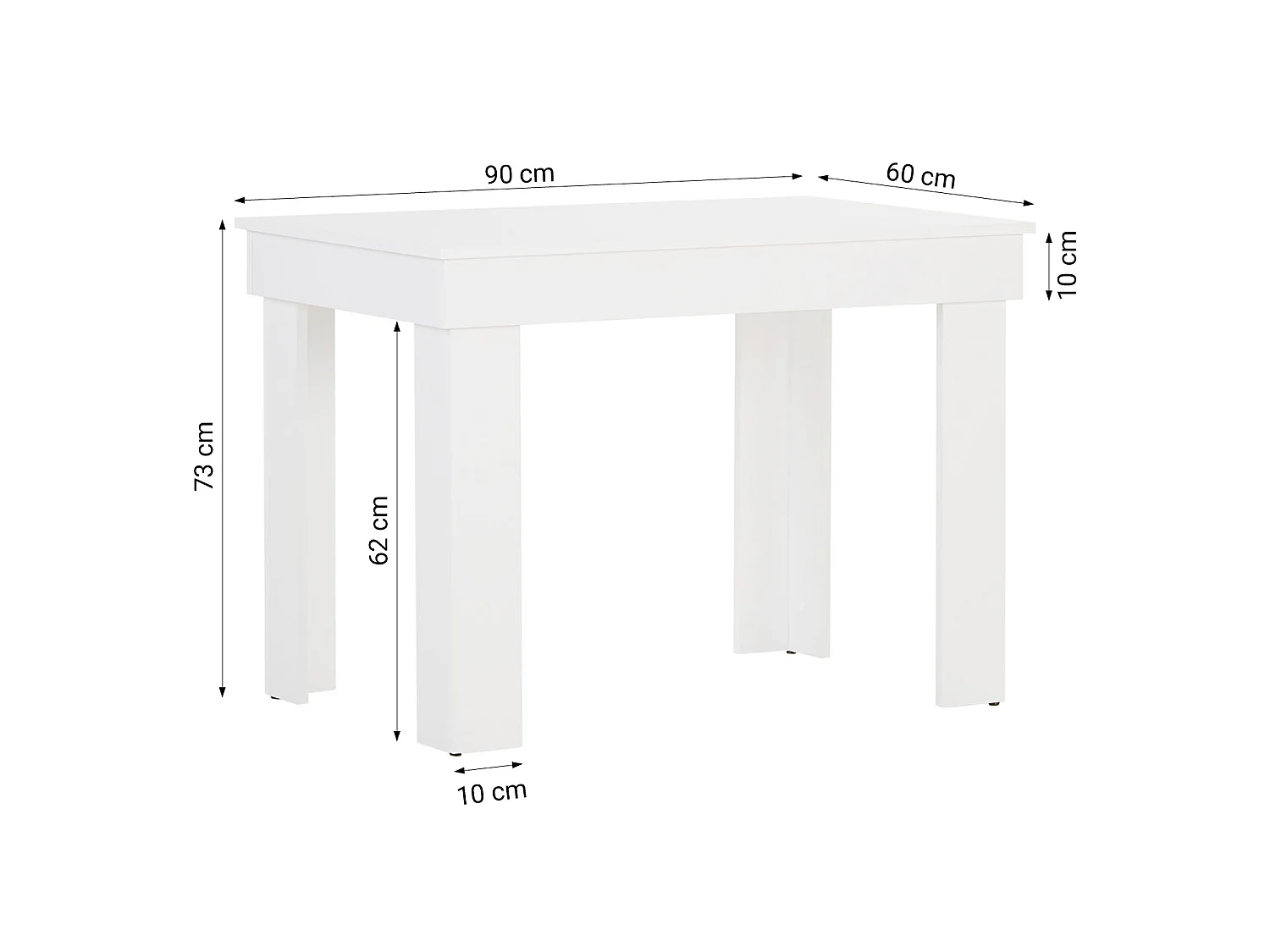 Eettafel 90x73x60 cm wit, crème fluwelen stoelen