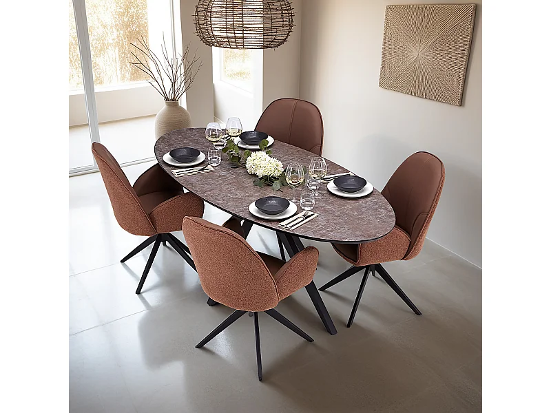 Table à Manger et Chaises 200x95x76 cm Marron Noir Look Industriel