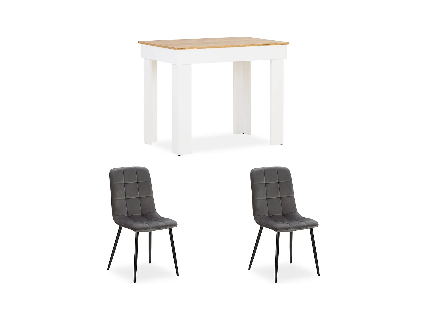 Tavolo da pranzo 90x73x60 cm rovere bianco velluto grigio