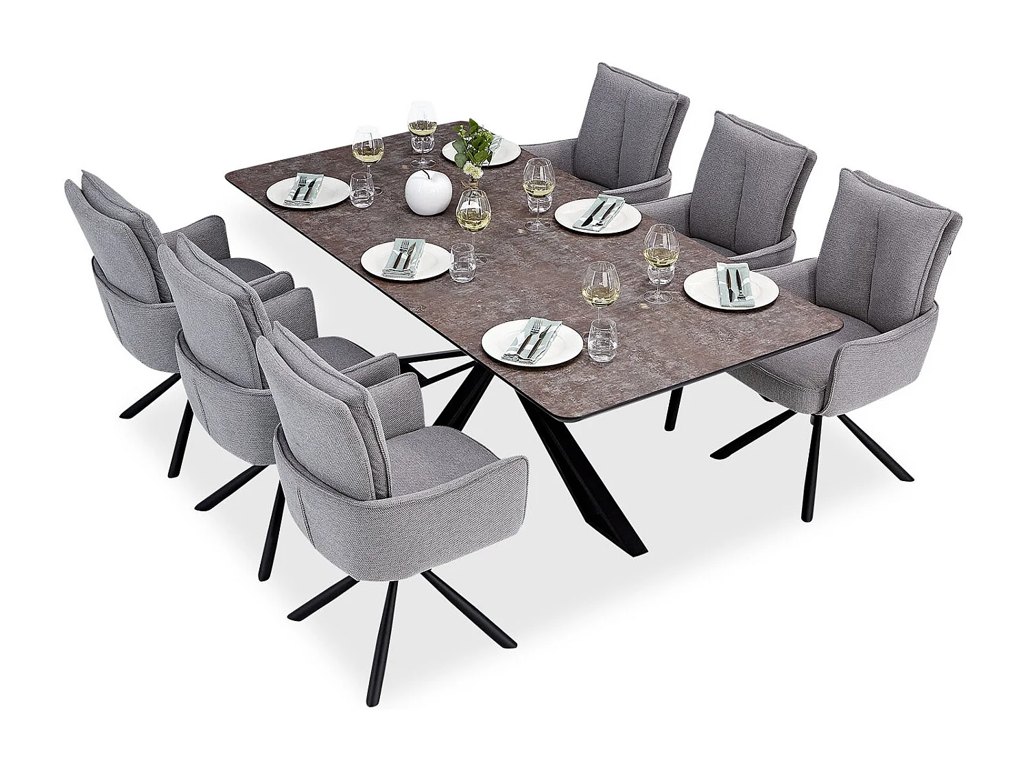 Stół jadalniany i krzesła 200x100 cm brązowo-szary, industrialny styl