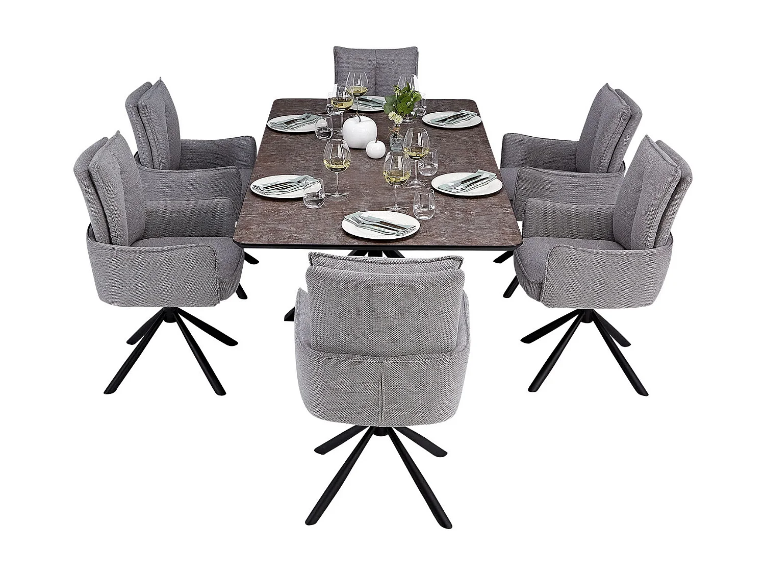 Stół jadalniany i krzesła 200x100 cm brązowo-szary, industrialny styl