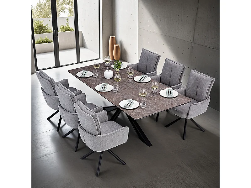 Stół jadalniany i krzesła 200x100 cm brązowo-szary, industrialny styl