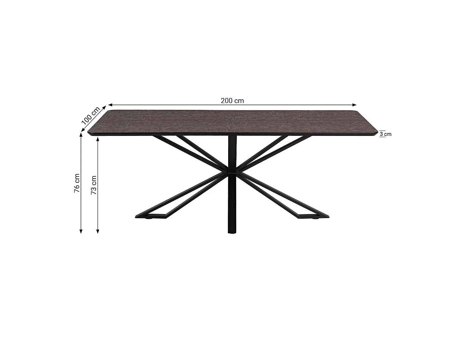 Table à Manger 200x100 cm Marron Noir Look Industriel avec 4 Chaises Beige