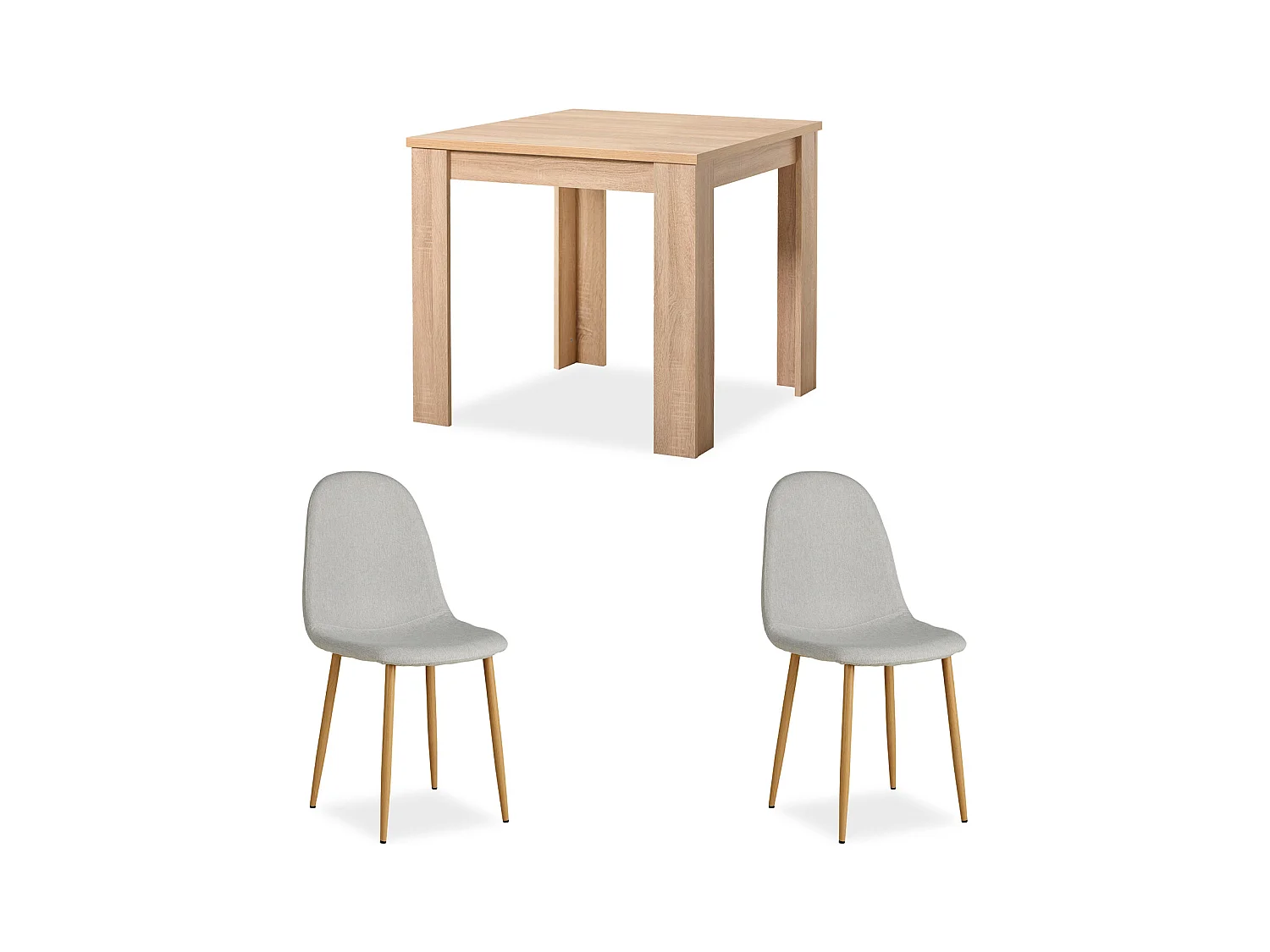 Table à manger 80x80x75 cm chêne naturel gris