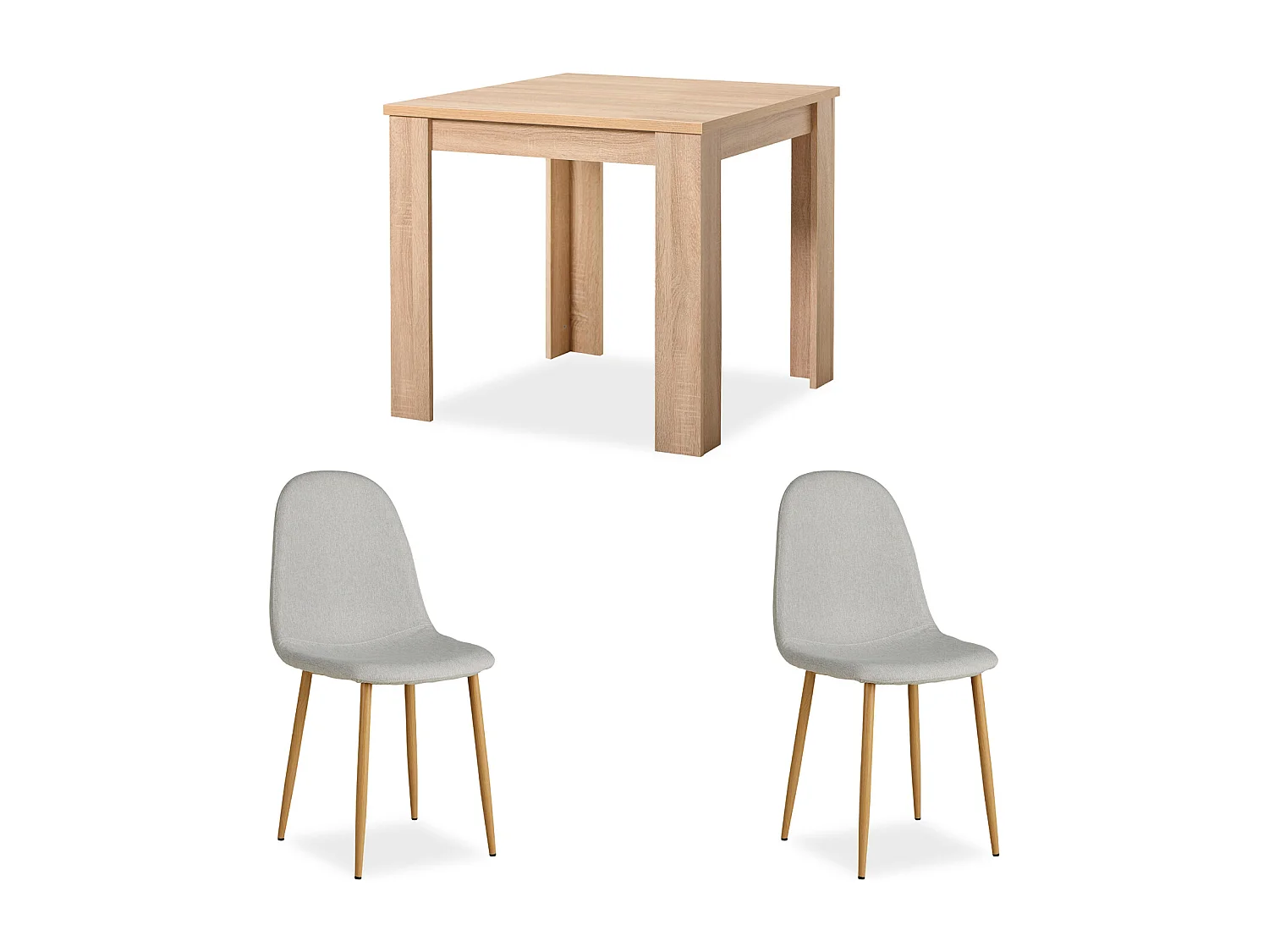 Table à manger 80x80x75 cm chêne naturel gris