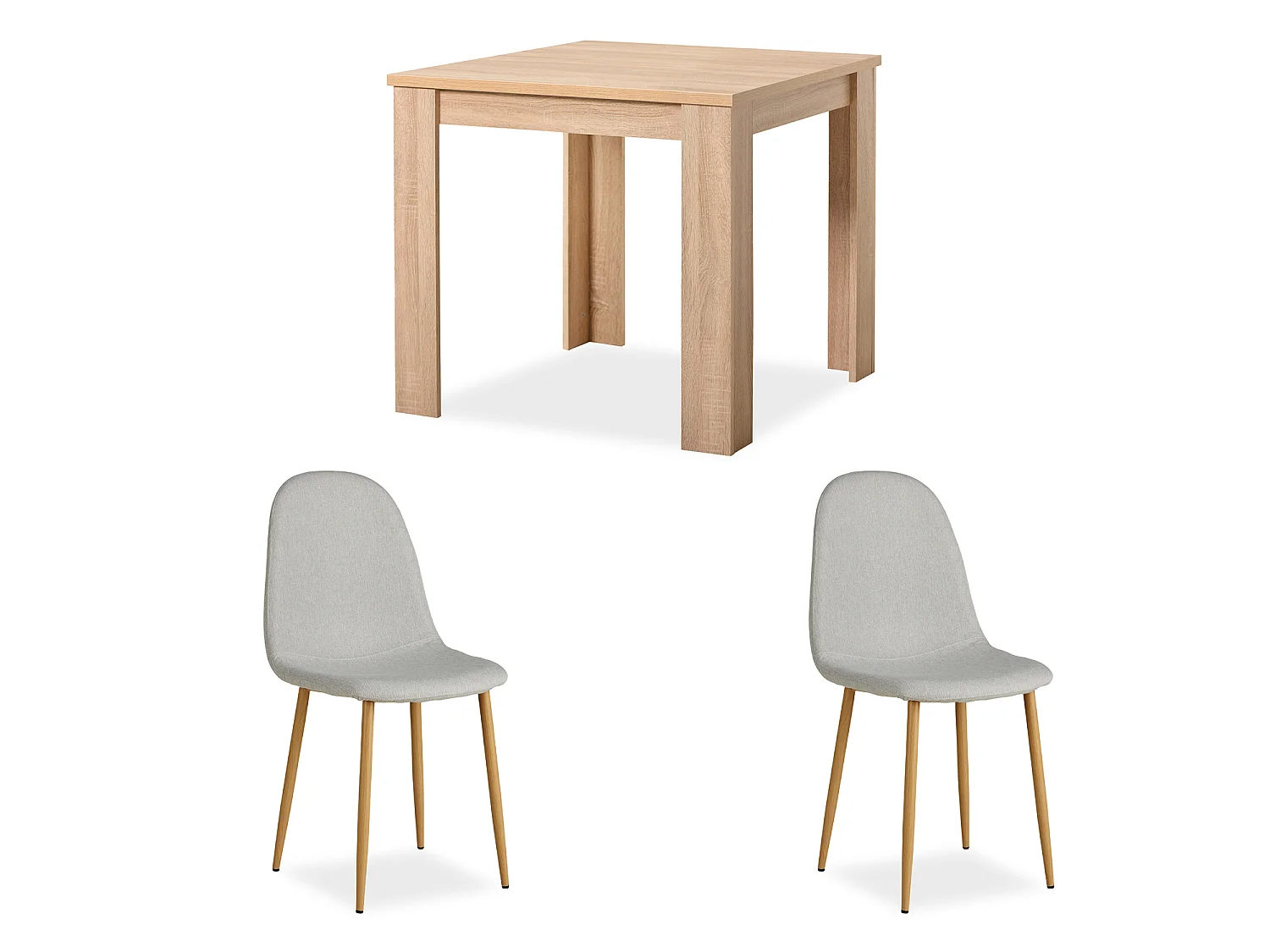 Mesa de comedor 80x80x75 cm roble natural gris