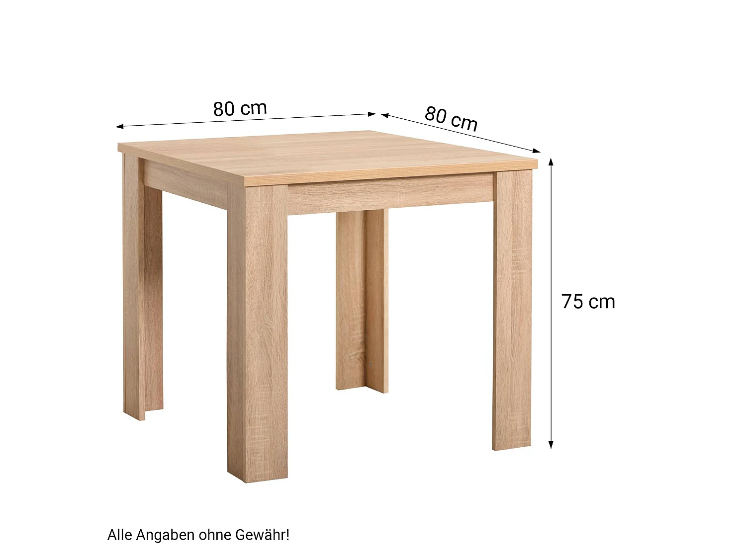 Mesa de comedor 80x80x75 cm roble natural gris