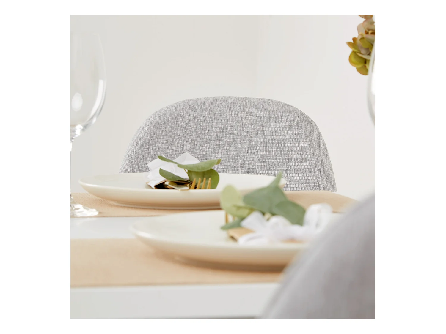 Stół jadalniany 80x80x75 cm biały z 2 szarymi krzesłami