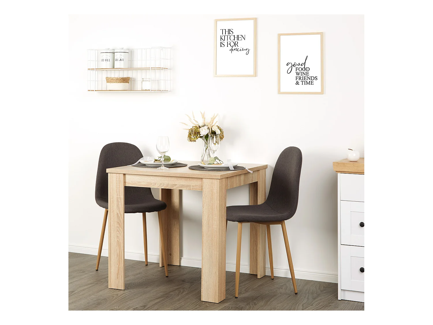 Tavolo da pranzo 80x80 cm Antracite Tavolo moderno da sala da pranzo Tavolo in legno Rovere