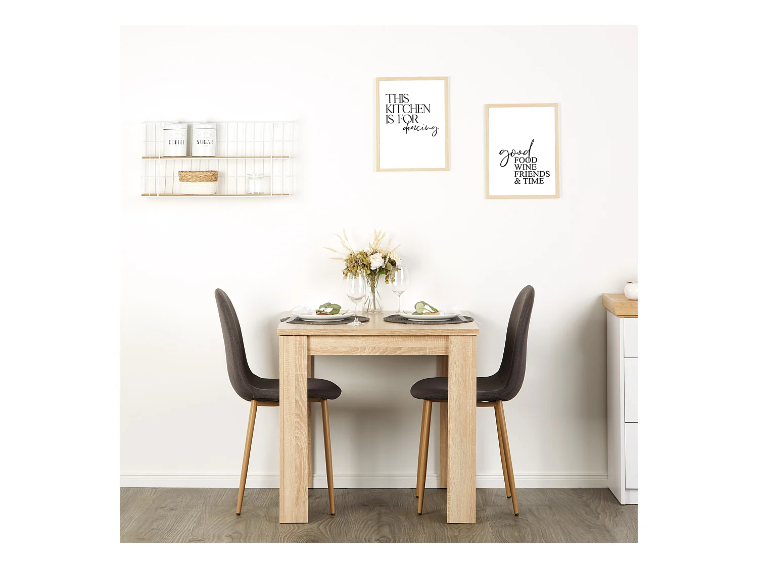 Tavolo da pranzo 80x80 cm Antracite Tavolo moderno da sala da pranzo Tavolo in legno Rovere