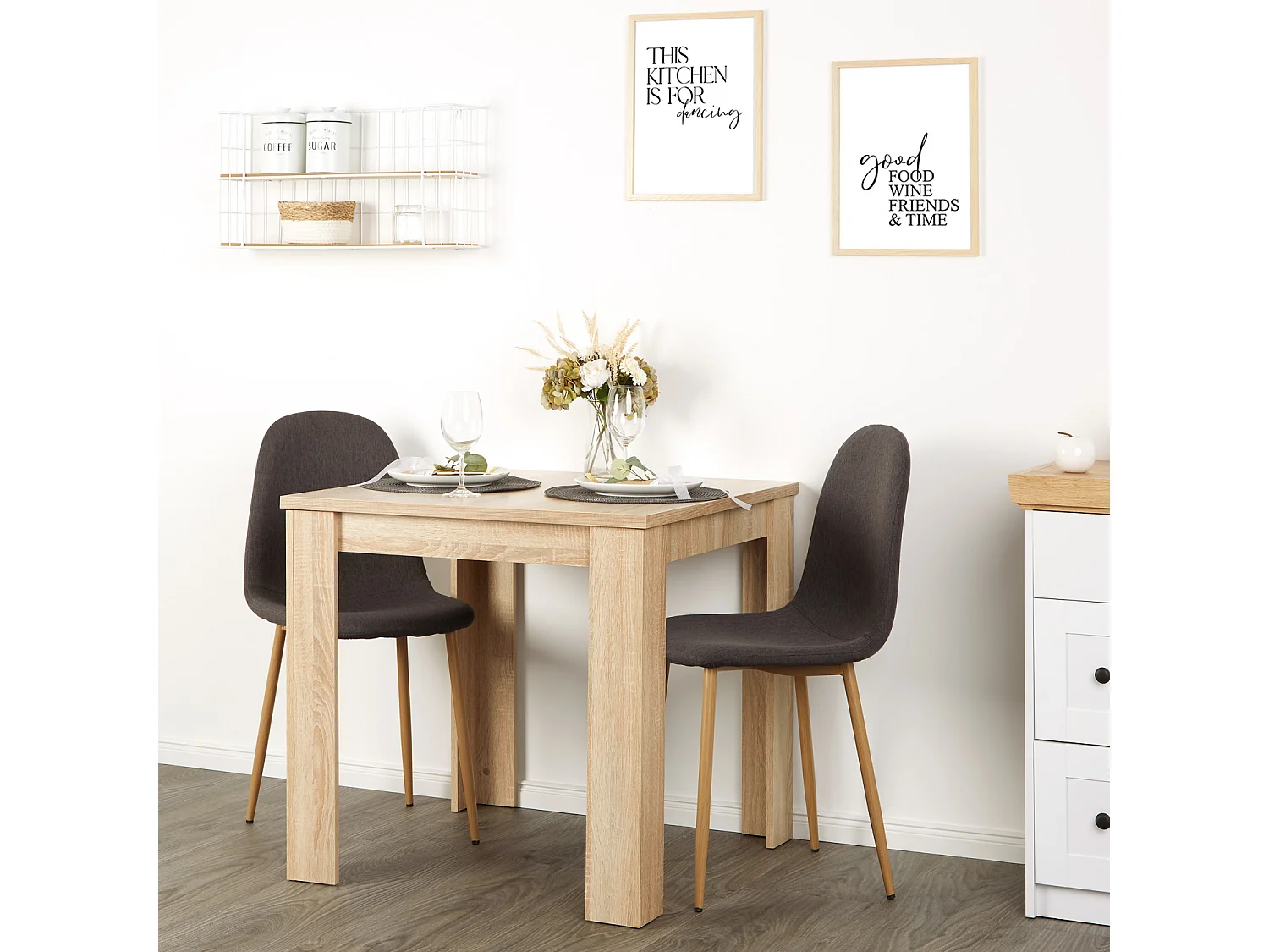 Mesa de Jantar 80x80 cm Antracite Mesa de Jantar Moderna Mesa de Madeira Carvalho