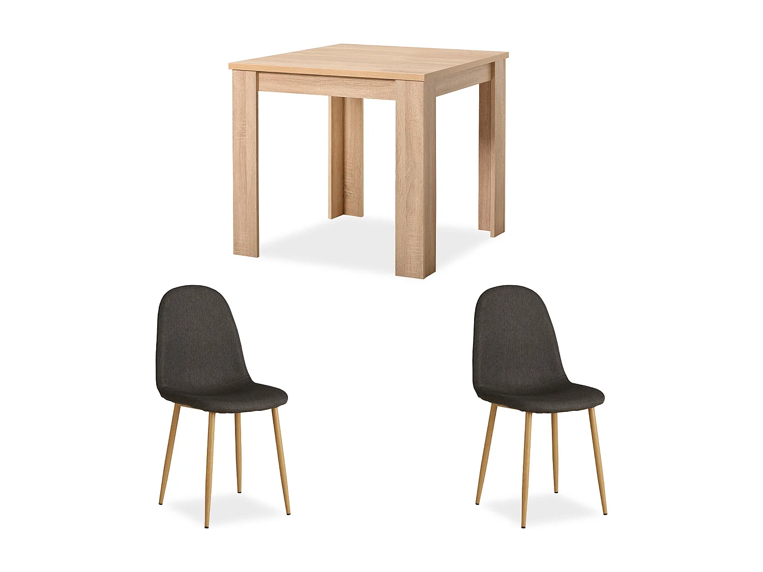 Mesa de Jantar 80x80 cm Antracite Mesa de Jantar Moderna Mesa de Madeira Carvalho