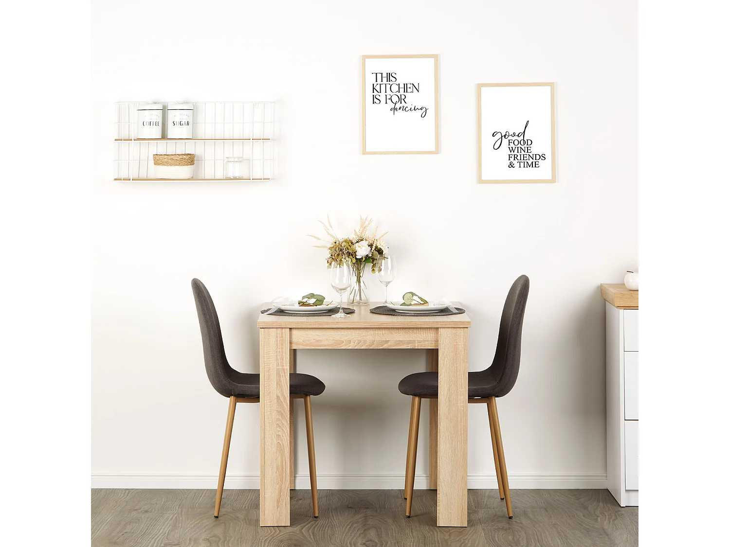 Mesa de Jantar 80x80 cm Antracite Mesa de Jantar Moderna Mesa de Madeira Carvalho