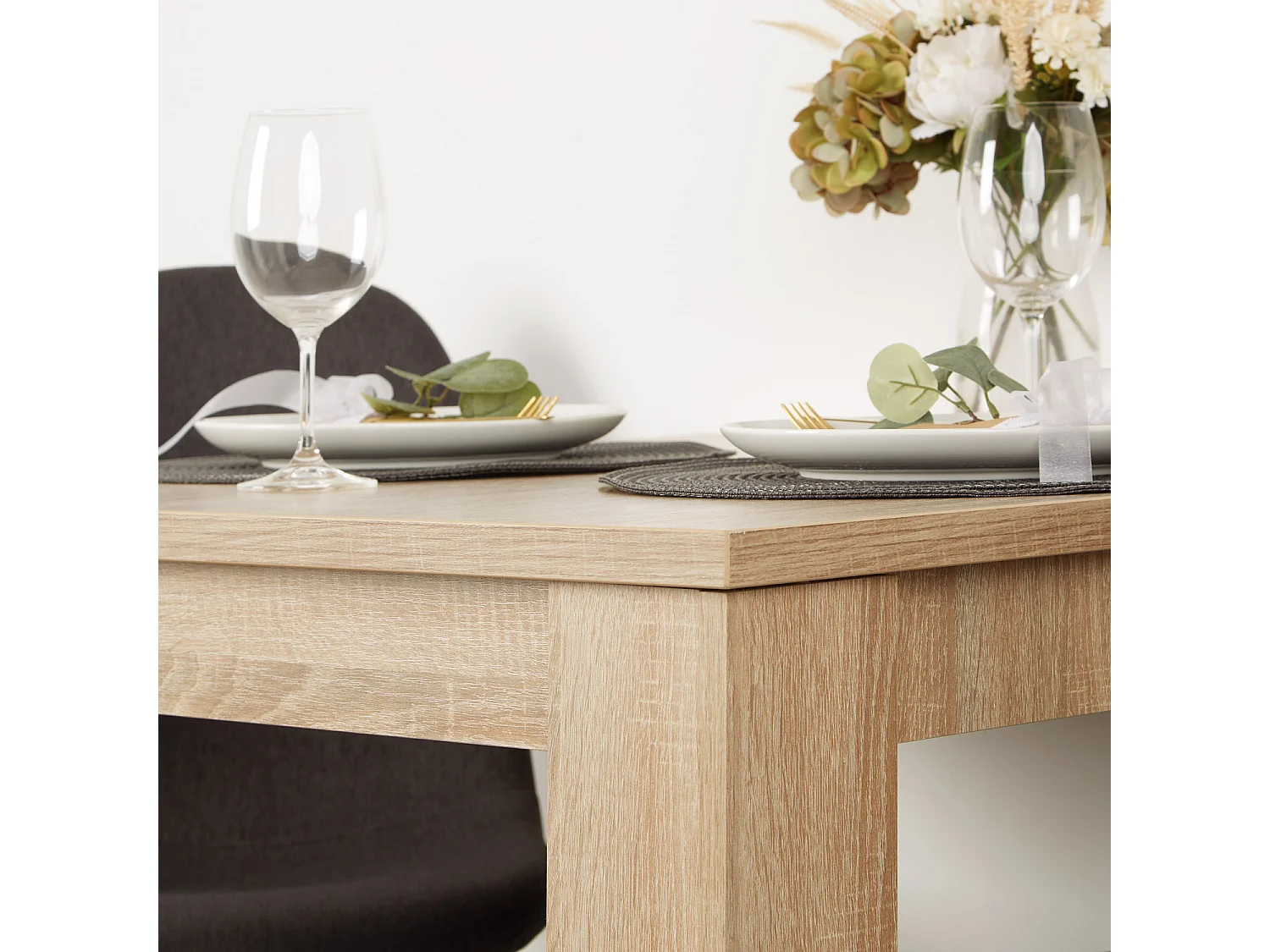 Mesa de Jantar 80x80 cm Antracite Mesa de Jantar Moderna Mesa de Madeira Carvalho