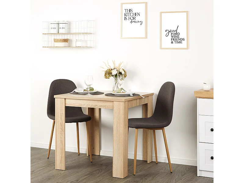 Table à Manger 80x80 cm Anthracite Table de Salle à Manger Moderne Table en Bois Chêne