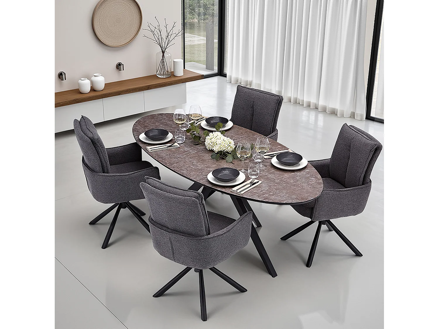 Stół jadalniany i krzesła 200x95x76 cm Brązowy i szary, industrialny styl