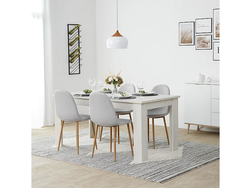 Eettafel set 160x90 cm Grijs Wit